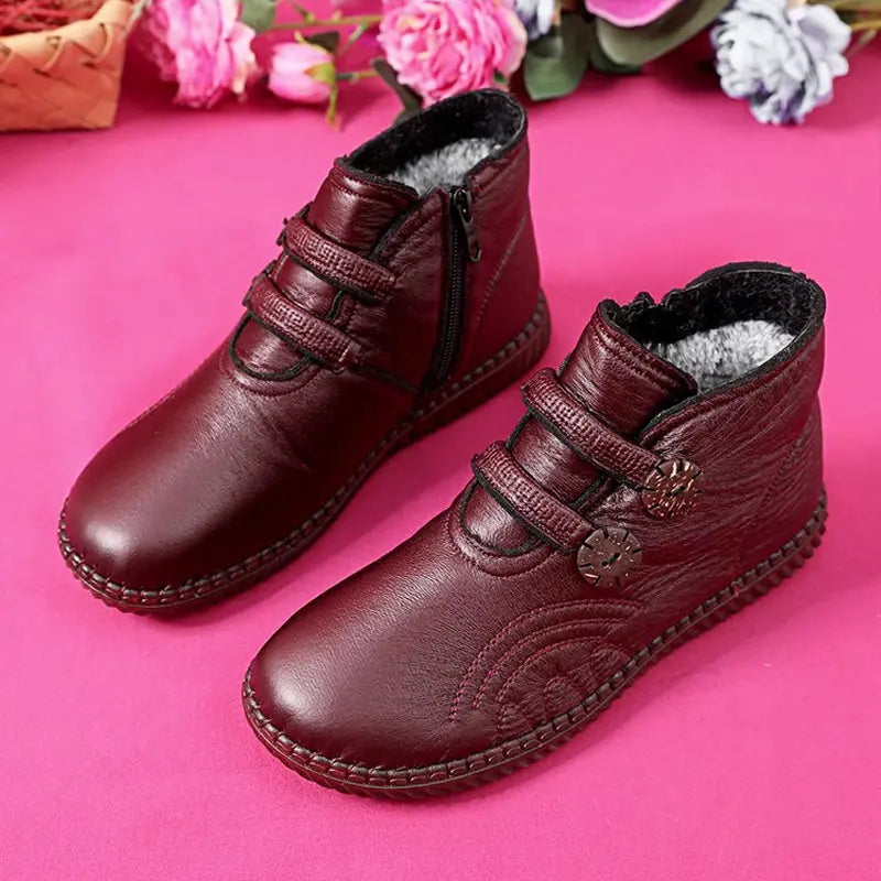 【50%OFF】💥【35-40】Női bőr, pamut, csúszásmentes, kézzel készített cipők őszre és télre