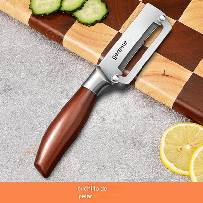 🔪🔥Raspador de cocina multifuncional con cuchillas de acero inoxidable extremadamente afiladas y mango de madera.