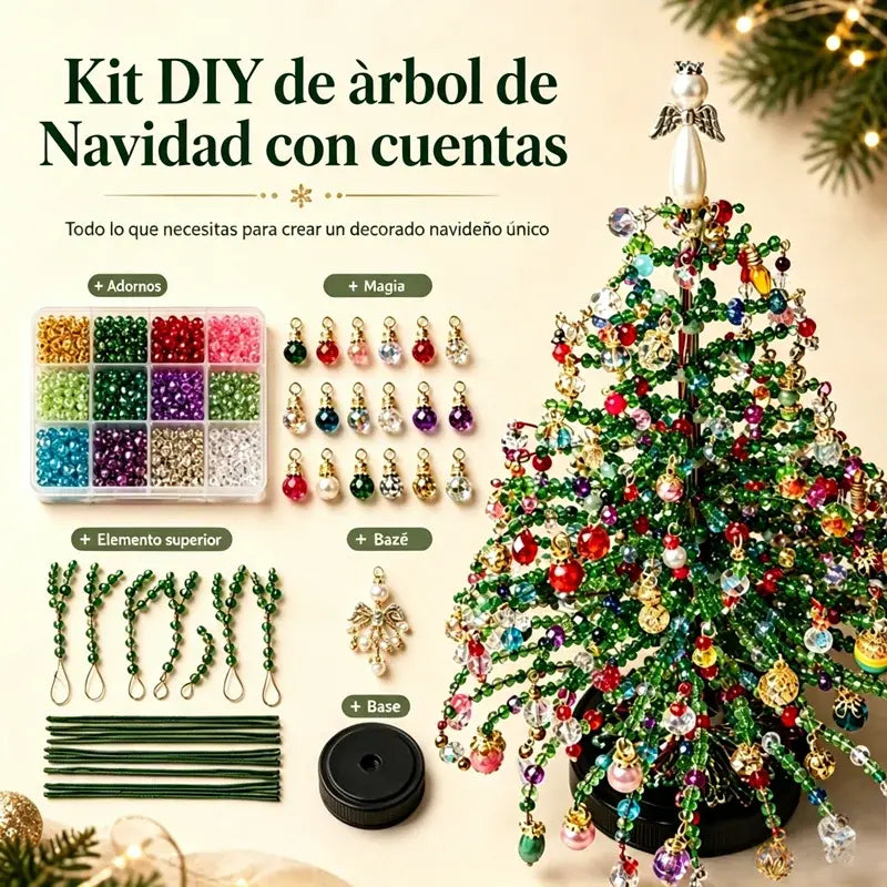 🎄✨ Kit DIY Árbol de Navidad Luminoso con Cuentas | Crea tu Propia Decoración Navideña