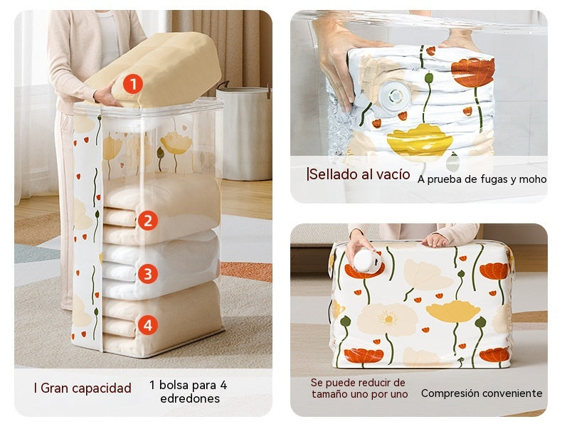 🧳【Juego de 5 piezas】💨 Bolsa de almacenamiento al vacío grande y compresible: no requiere bomba, es a prueba de fugas e ideal para ahorrar espacio en maletas y en casa ✈️