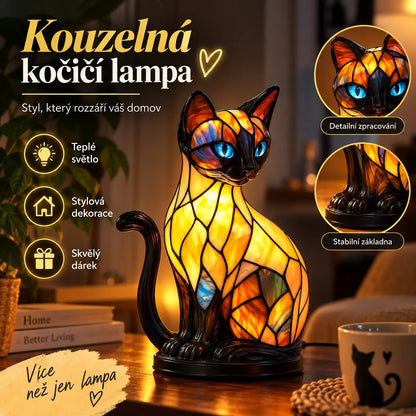 🐱Stolní lampa ve tvaru kočky, retro noční světlo z barevné pryskyřice s kočičím motivem