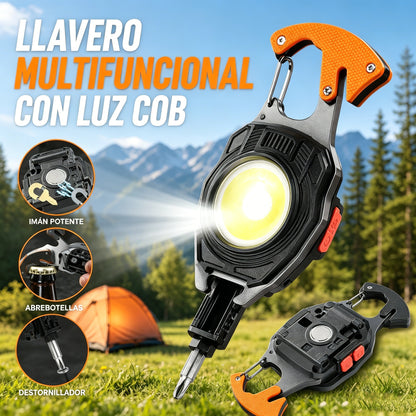 🌞🛡️Llavero multifuncional 6 en 1 para exteriores con luz potente y función de encendido de fuego.