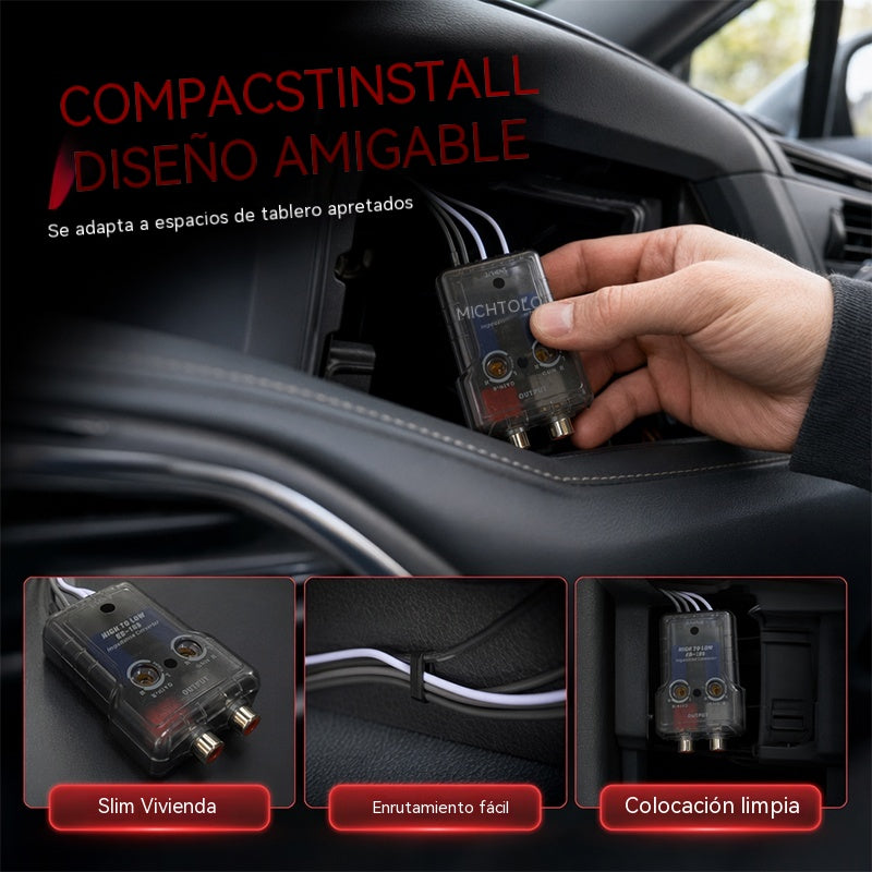 🚗🎵【compre uno y llévese otro gratis】【2 piezas 25 euros】⏰Convertidor de impedancia de alta a baja para audio de automóvil con función de retardo FH-108 FH-128