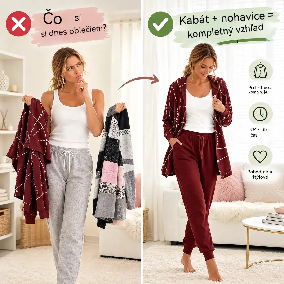 【S-3XL】💃 💖 Nová súprava na doma na rok 2026 – jednoduchá a elegantná.