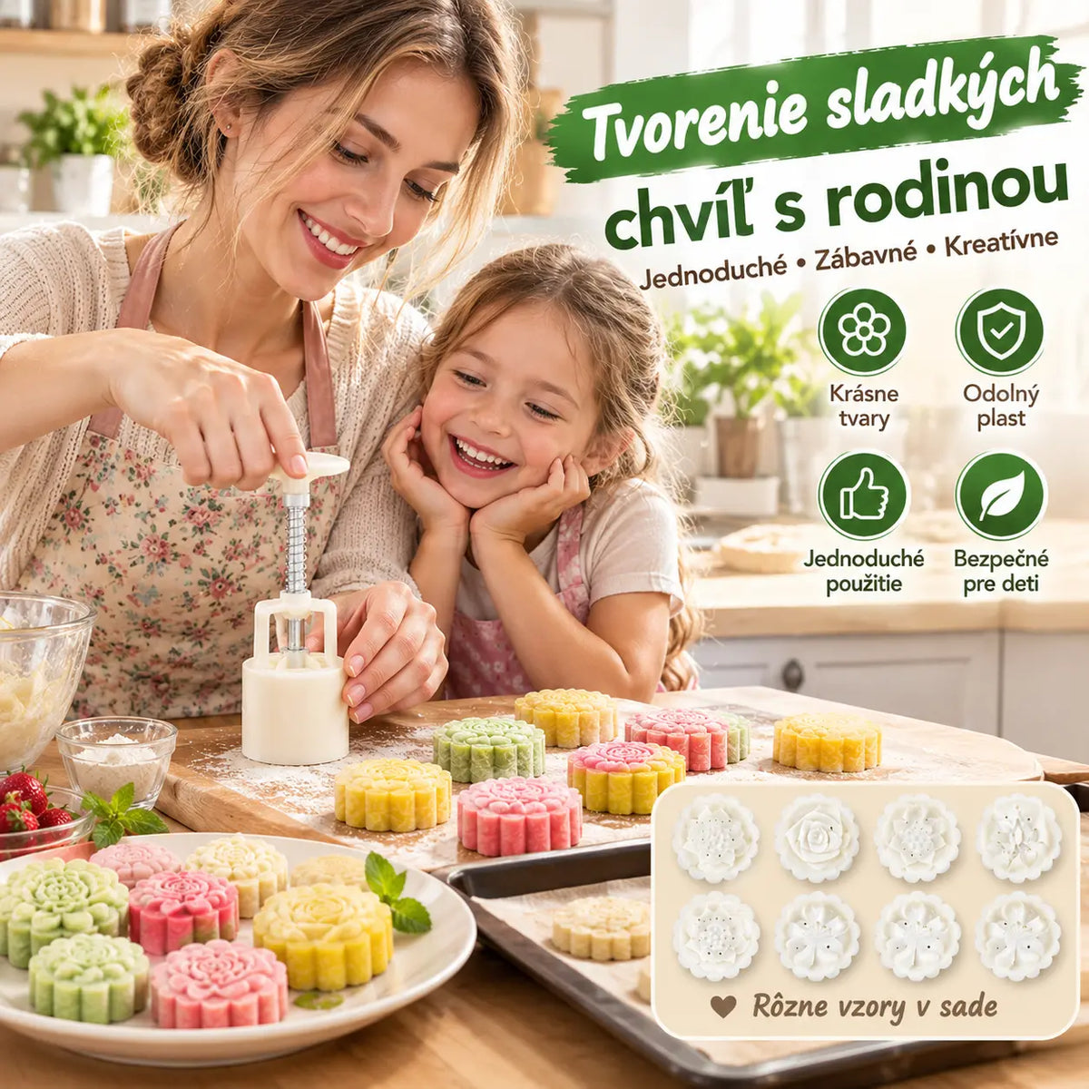 【1 forma so 4 kvetinkami】✨😍Sada foriem na ručné lisovanie cesta, kreatívne formy na pečenie