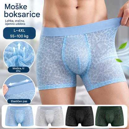 【L-4XL】Moško mrežasto spodnje perilo iz ledene svile, večje velikosti, zračno.