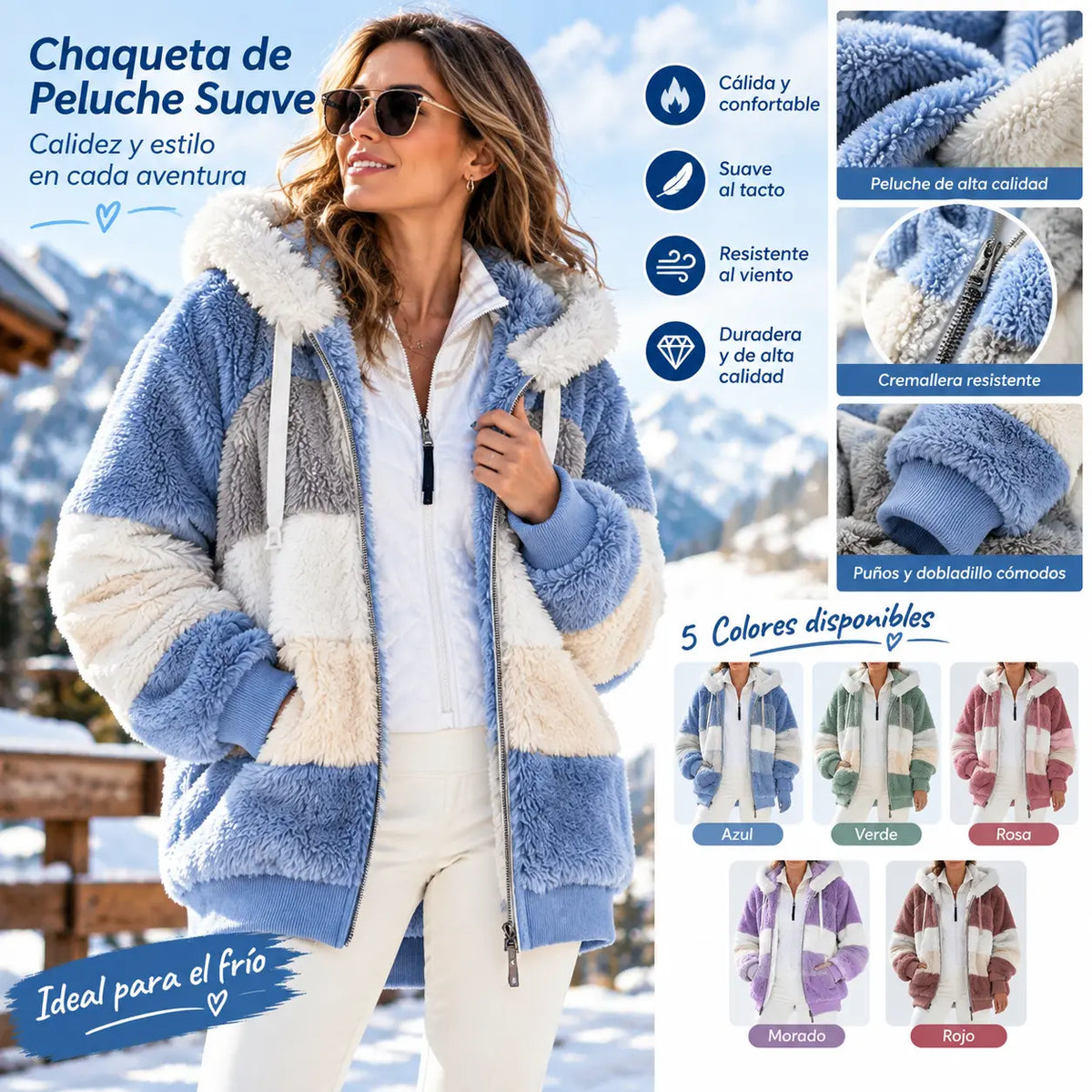 ☃️Oferta limitada, 35% de descuento❄️【S-5XL】Nueva chaqueta de invierno para mujer 2025, gruesa con franjas de felpa