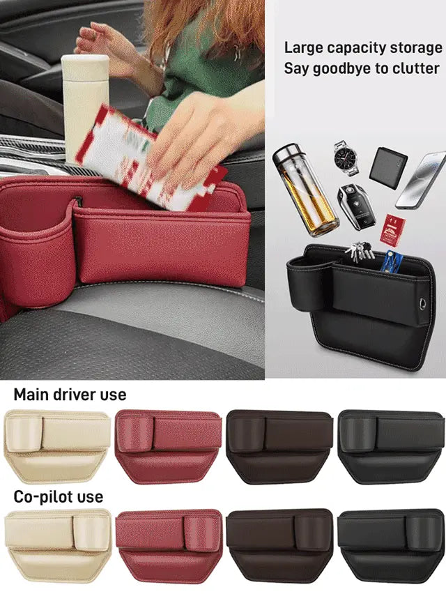 Caja de almacenamiento multifuncional para el espacio entre los asientos del coche con portavasos