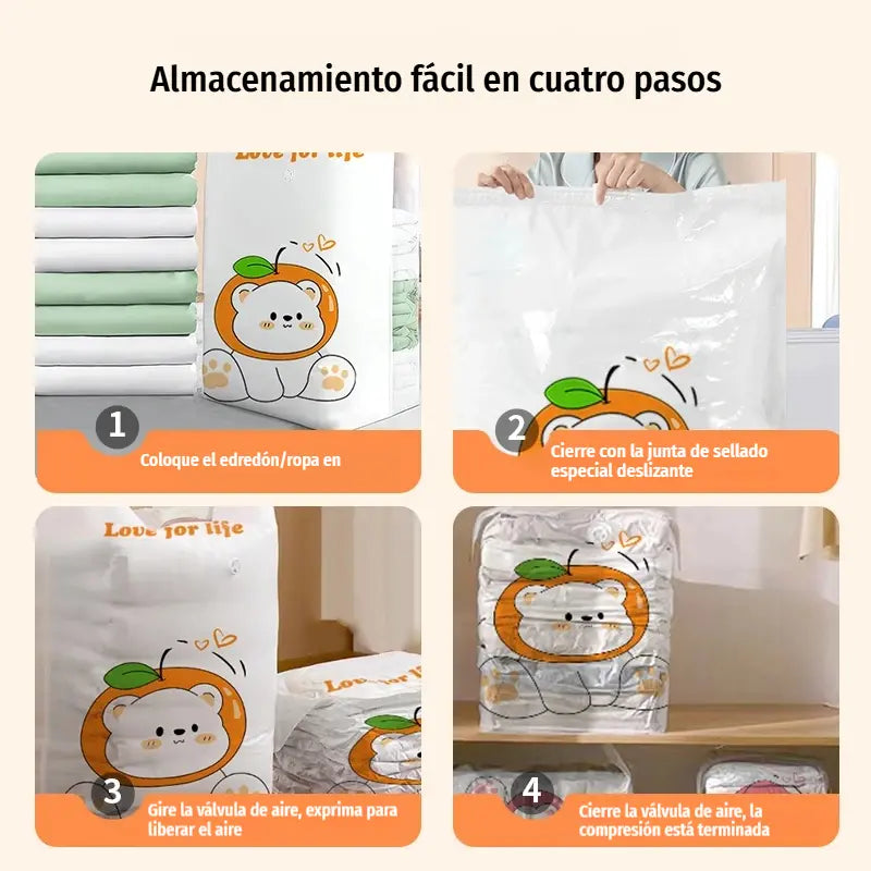 ✨🗃️ Juego de 5 piezas 💨 Bolsas de almacenamiento compresibles grandes: No se necesita bomba de aire, son a prueba de fugas, ideales para ahorrar espacio en tu maleta y en casa ✈️