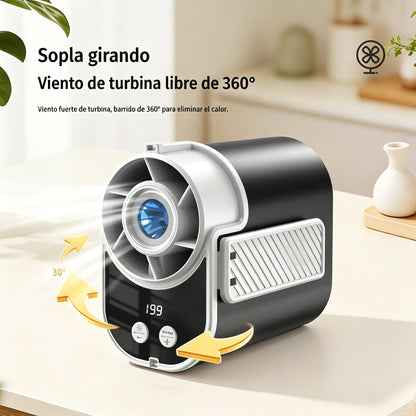 🌀 Ventilador manos libres con pantalla LED, clip integrado y 199 niveles de ajuste