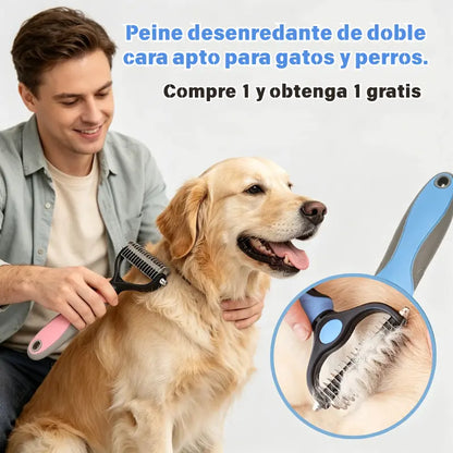 🐶【2 piezas】Cepillo de doble cara para el aseo de mascotas y la eliminación de pelo