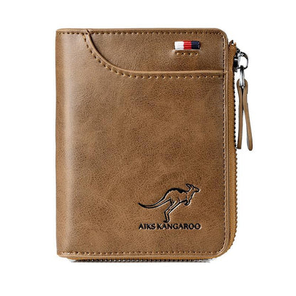 Cartera antimagnética para hombre, de cuero suave y gran capacidad