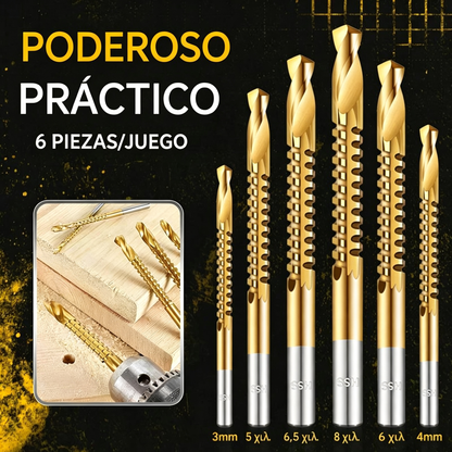 【Juego de 6 piezas】⚙️ Juego de brocas helicoidales: fabricadas en acero rápido, con recubrimiento de titanio y aptas para diversos materiales 🧰