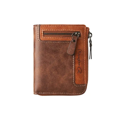Cartera de cuero con cremallera para hombre, elegante y con estilo.