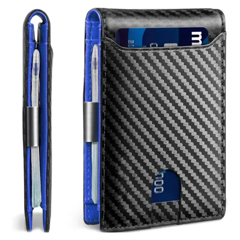 🖤 Cartera RFID de Fibra de Carbono para Hombre – Tarjetero Ultrafino con Clip para Billetes y Múltiples Ranuras