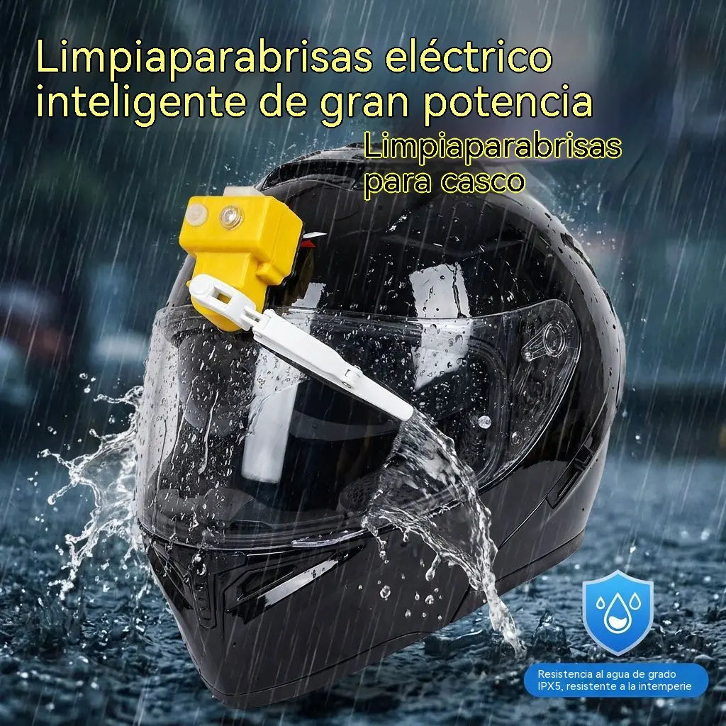 Limpiaparabrisas recargable y totalmente automático diseñado para cascos de motocicleta.