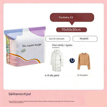 🧳【5-osaline komplekt】💨 Suur, kokkusurutav vaakumkott: pumpa pole vaja, lekkekindel ja ideaalne ruumi kokkuhoiuks kohvrites ja kodus ✈️