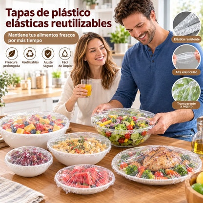 【200 piezas】Film transparente desechable, ideal para recipientes y alimentos. Se ajusta perfectamente, ofrece un buen sellado y es fácil de usar.