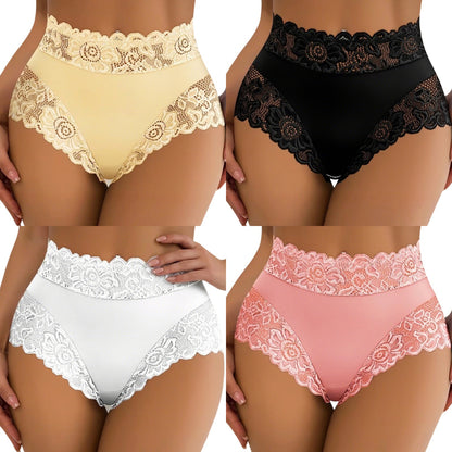 【Conjunto de 4 piezas】【S-2XL】Braguitas de encaje caladas exquisitas y populares【40-90kg】