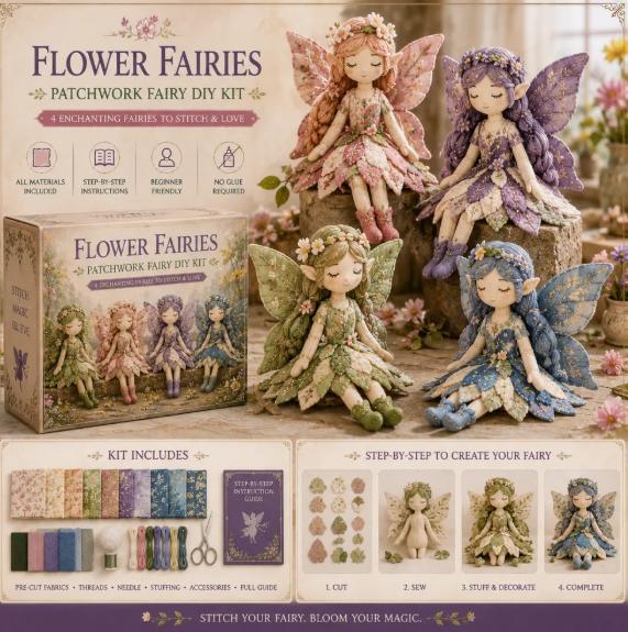 🌸50% zľava - Šijacia séria Fairy Tale - Sada patchworkových víl pre domácich majstrov✨👼