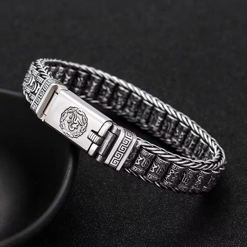 🔥Pulsera de cuentas retorcidas de plata S925 para hombre