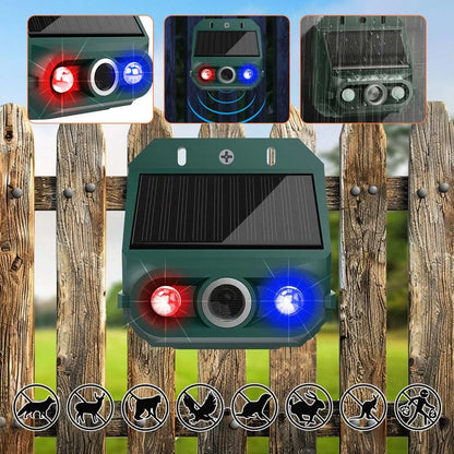 🔥Repelente solar ultrasónico para animales para exteriores: puede ahuyentar pájaros y animales.