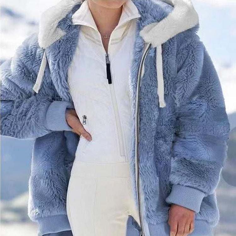 ☃️Oferta limitada: 39% de descuento❄️【S-5XL】Chaqueta de mujer 2026 de felpa gruesa con rayas en contraste