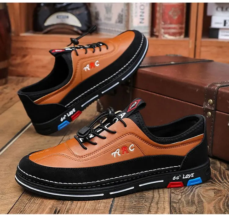 💯🔥【39-48】Los zapatos de negocios casuales para hombre están hechos de cuero impermeable y resistente a las manchas con una suela suave para un uso cómodo.