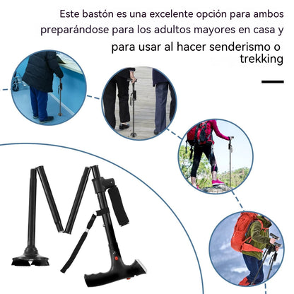 🧓👍Bastón telescópico plegable para exteriores, diseñado para personas mayores, con función de iluminación y alarma.