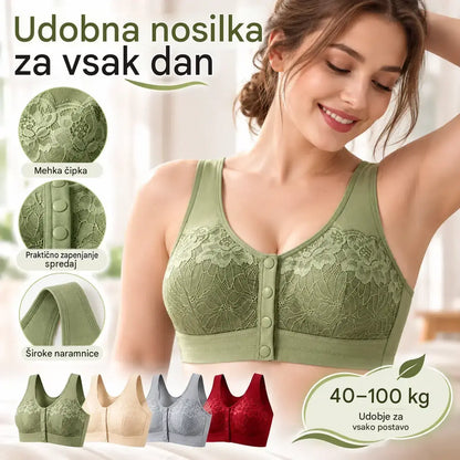 【Komplet 3 kosov】【40–100 kg】Ženski čipkasti nedrček brez kosti z udobnim zapenjanjem spredaj