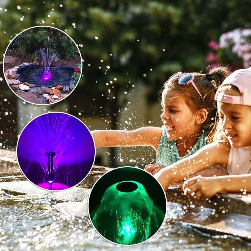 ⛲🌈Bomba de fuente con iluminación LED de colores, bomba de fuente EQB-600P de 8 W (adecuada para profundidades de agua inferiores a 30 cm)