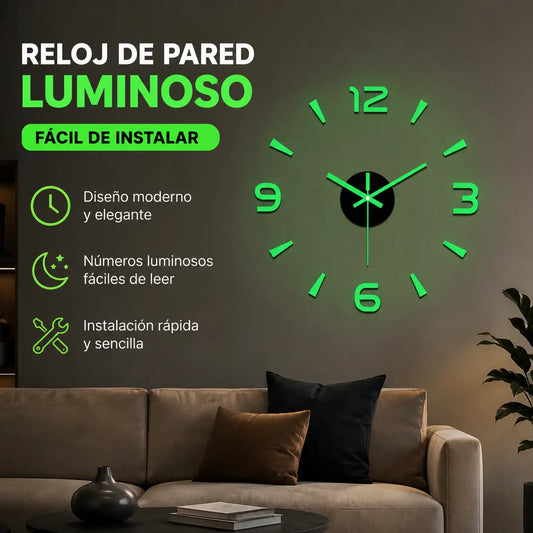 30%OFF🕑✨Reloj de pared acrílico luminoso 3D sin necesidad de taladrar (requiere montaje)