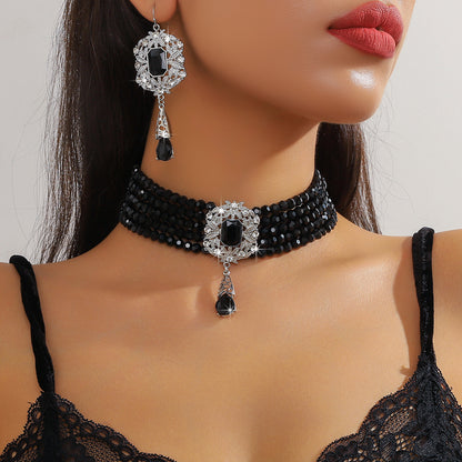 🌹 ¡¡50% DE DESCUENTO AHORA!! 🌹 Conjunto de lujo con collar y pendientes de cristal