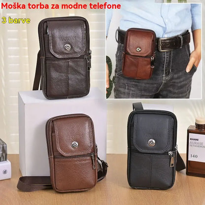 Nov moški nahrbtnik iz pravega usnja v retro slogu, izdelan iz zgornje plasti kravje kože, zelo odporen proti obrabi in vodoodporen.