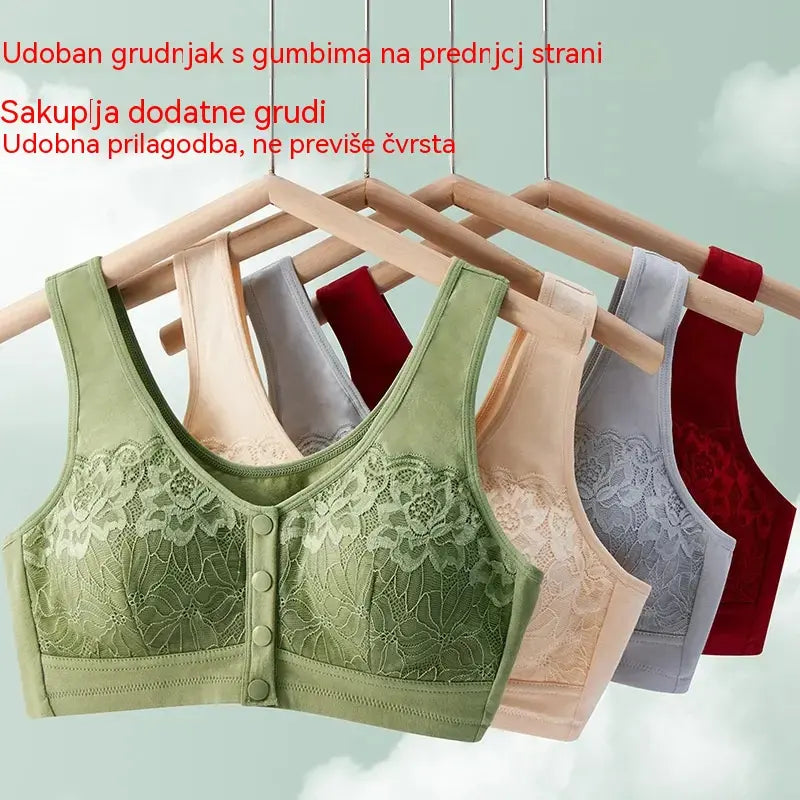 【Set od 3 dijela】【40-100kg】Ženski čipkasti grudnjak bez žice, udobna kopča naprijed