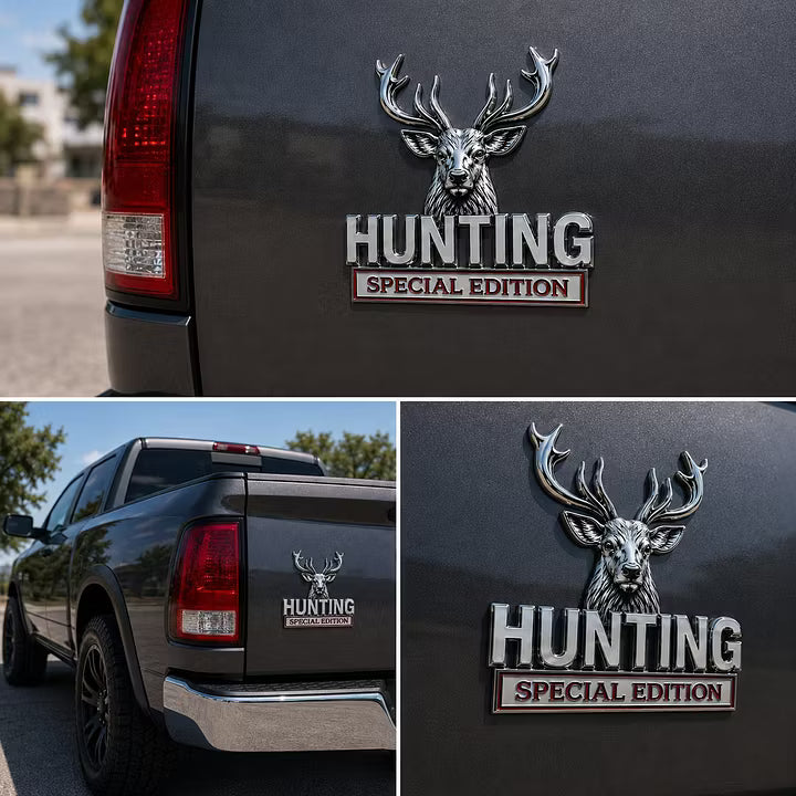 🦌 Edición especial CAZA - Emblema de coche de metal cromado 3D
