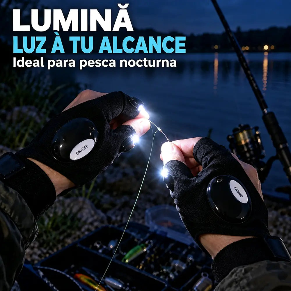 🎣🔦 Guantes con Luz LED para Pesca Nocturna | Guantes con Linterna en los Dedos para Reparaciones, Camping y Emergencias