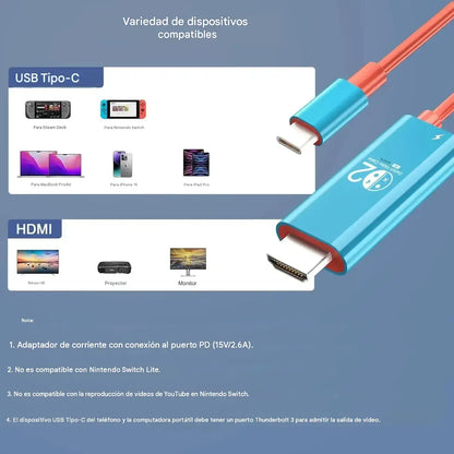 🔥 OFERTA POR TIEMPO LIMITADO: ¡50% de descuento! 🔥 Cable adaptador de USB-C a HDMI para Switch