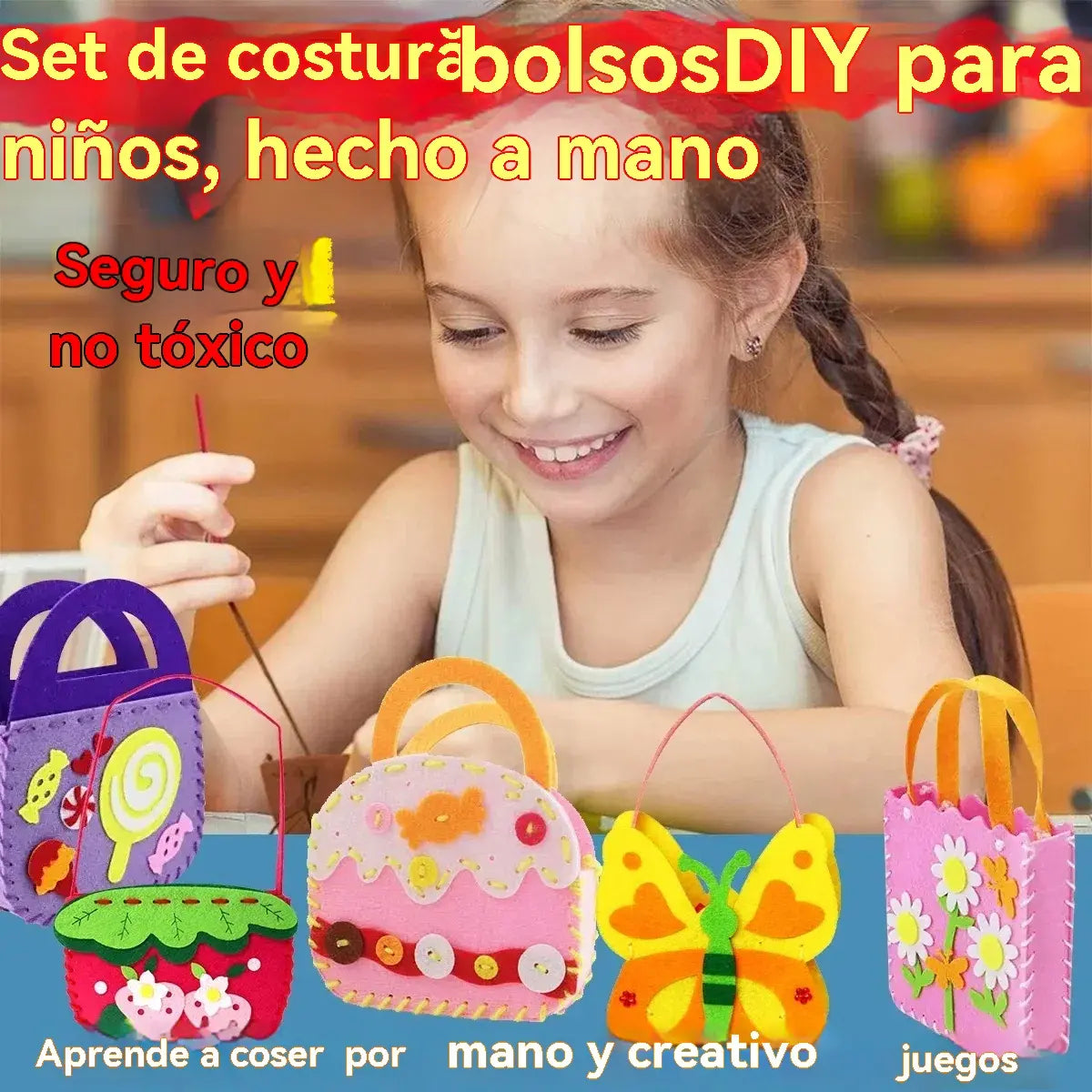 4 piezas 25 euros🥰Bolsos infantiles hechos a mano no tejidos DIY, el mejor regalo para los niños🎁