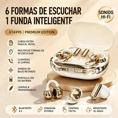 Auriculares inalámbricos GT699S 6 en 1 con múltiples estilos y estuche de emergencia ✨