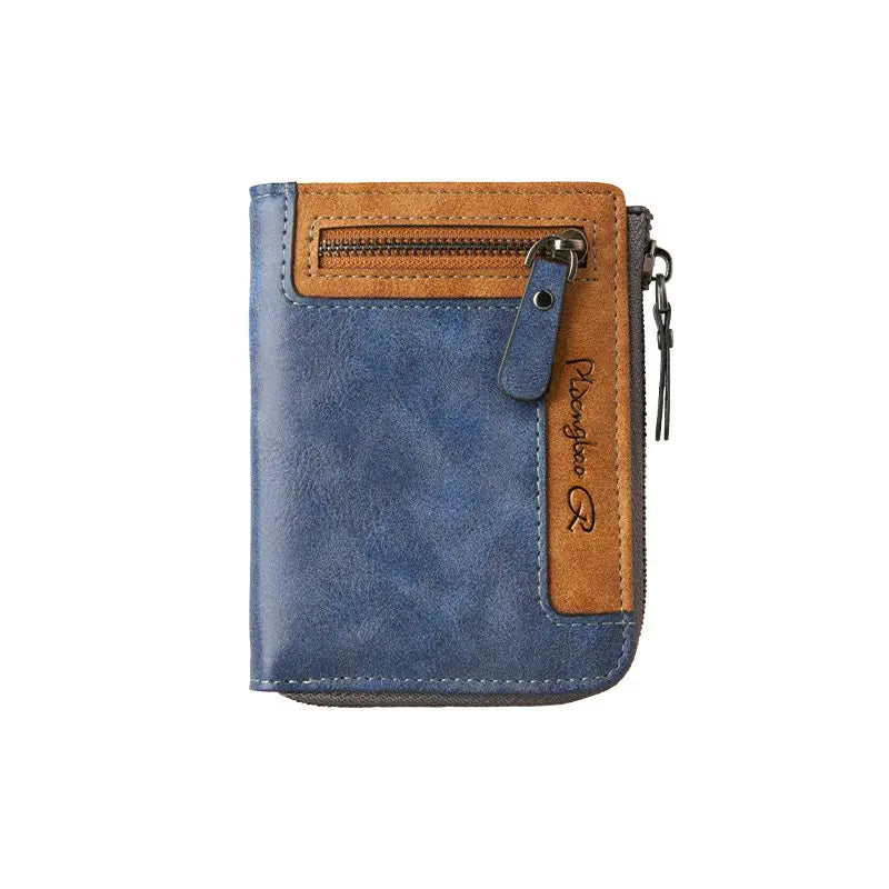 Cartera de cuero con cremallera para hombre, elegante y con estilo.