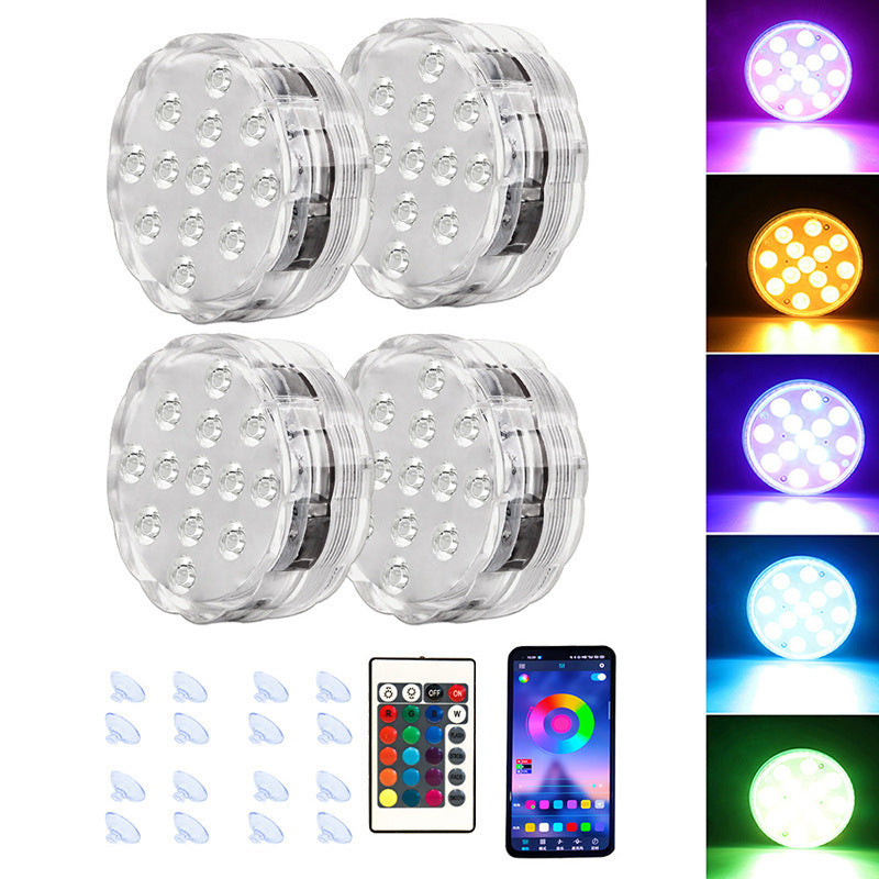 Linterna LED para buceo, control remoto mediante aplicación, luz para piscina impermeable y magnética, luz subacuática RGB de siete colores, luz impermeable para acuario.