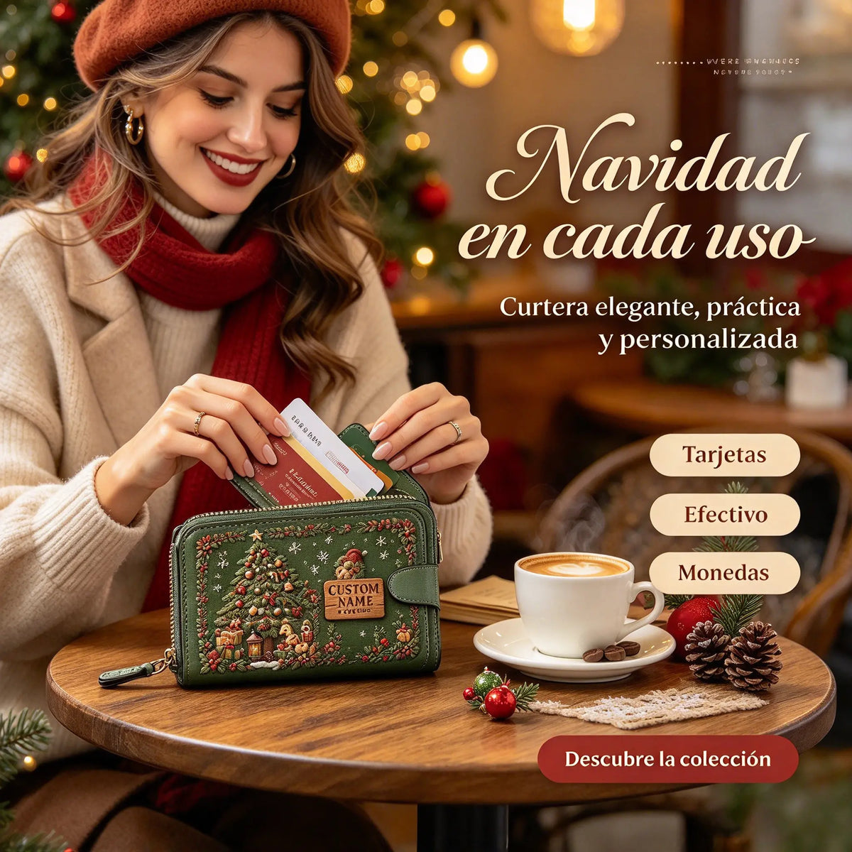 💰💰Cartera personalizada con diseño navideño en relieve