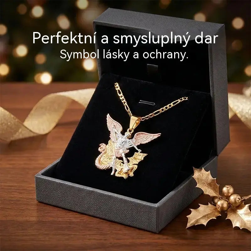 💥Náhrdelník s tříbarevným andělem strážným – Elegantní a symbolický – Ideální pro každodenní nošení nebo jako dárek – Decentní a smysluplný ✨💛🪽