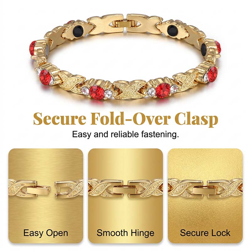 ✨🧲 Pulsera magnética con incrustaciones de diamantes: una opción saludable y elegante para usar las 24 horas. Ligera y ajustable, ¡el regalo perfecto para hombres y mujeres! 💎💖