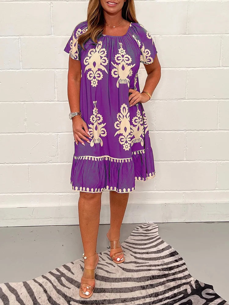 💕💕【S-4XL】Vestido casual de verano con estampado étnico: ¡estilo y comodidad en un solo diseño!