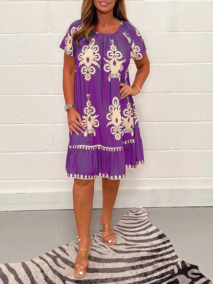 💕💕【S-4XL】Vestido casual de verano con estampado étnico: ¡estilo y comodidad en un solo diseño!