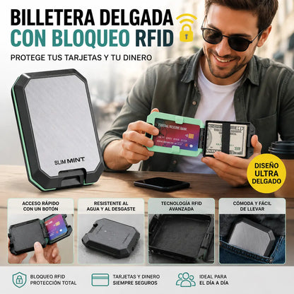 Cartera/tarjetero magnético premium para hombre 、 Dureza súper alta 、 Compacto y portátil、 Bloqueo automático, antirrobo
