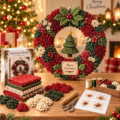 ⏰ POSLJEDNJI DAN! 50% POPUSTA ✨ Napravite božićni vijenac koji ćete s ponosom pokazati 🎄❤️ Komplet za izradu (3D tehnika umetanja tkanine) s uključenim podukama i vodičem.