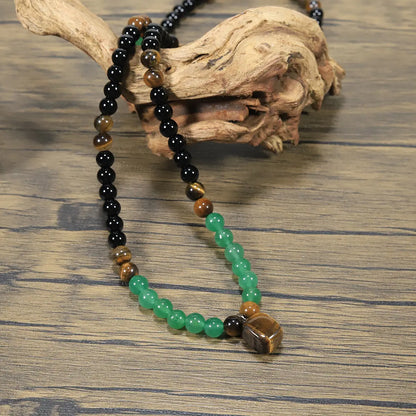 ✨ Collar para atraer dinero con colgante de aventurina verde y ojo de tigre (piedra de cristal curativo)